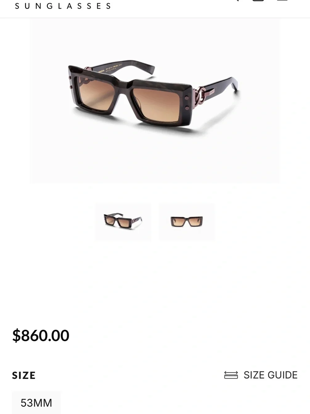 Balmain Brown Tortoiseshell Rectangular Sunglasses with Gradient Lenses